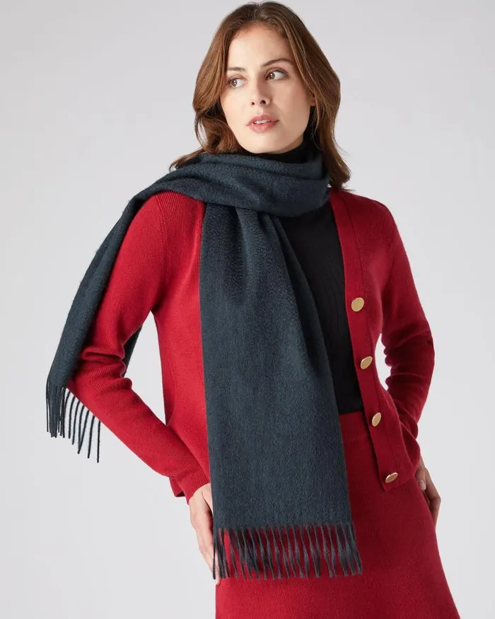 NPeal Cashmere Scarves WomenMen Unisex Woven Cashmere Scarf Grigio Blue