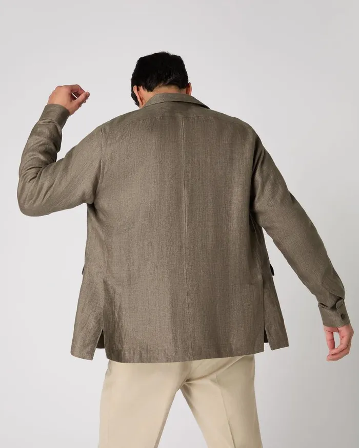 NPeal Coats and Jackets Men Linen Jacket Khaki Green