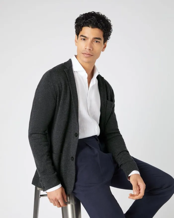 NPeal Coats and Jackets Men Marlborough Fine Gauge Cashmere Jacket Dark Charcoal Grey
