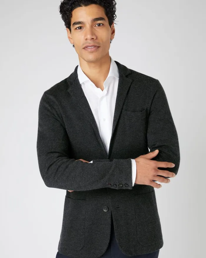 NPeal Coats and Jackets Men Marlborough Fine Gauge Cashmere Jacket Dark Charcoal Grey