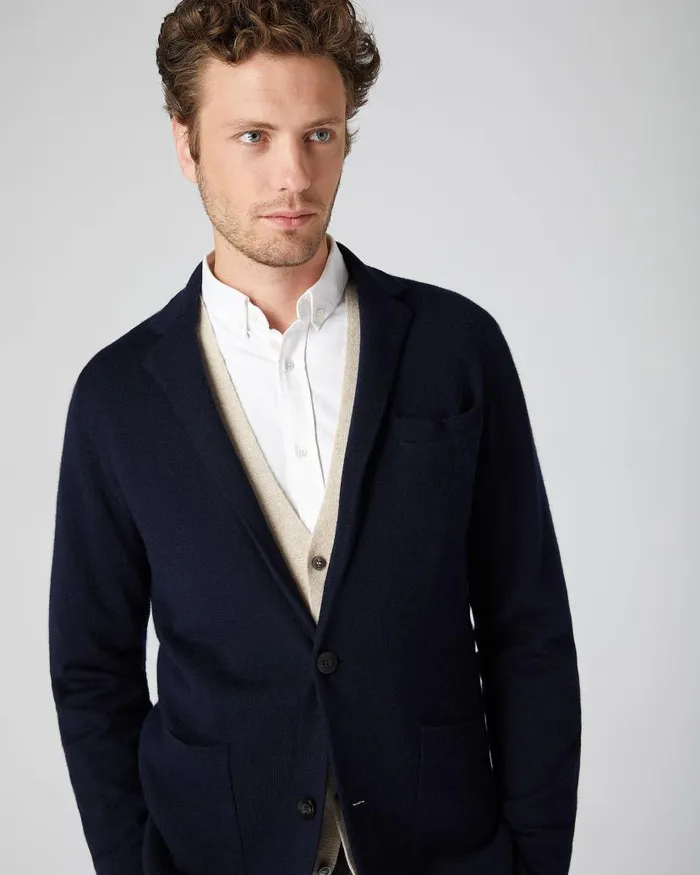 NPeal Coats and Jackets Men Marlborough Fine Gauge Cashmere Jacket Navy Blue