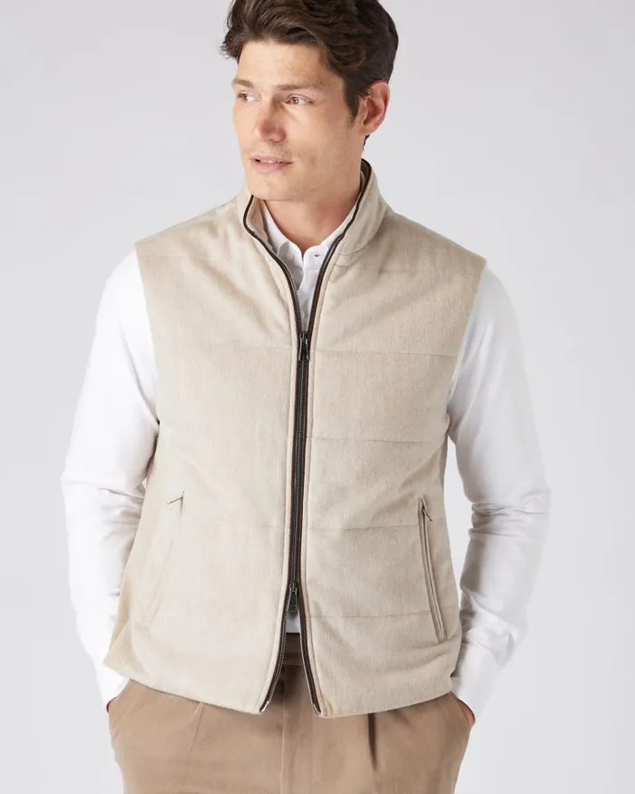 NPeal Gilets and Waistcoats Men Belgravia Cashmere Gilet Oatmeal Brown