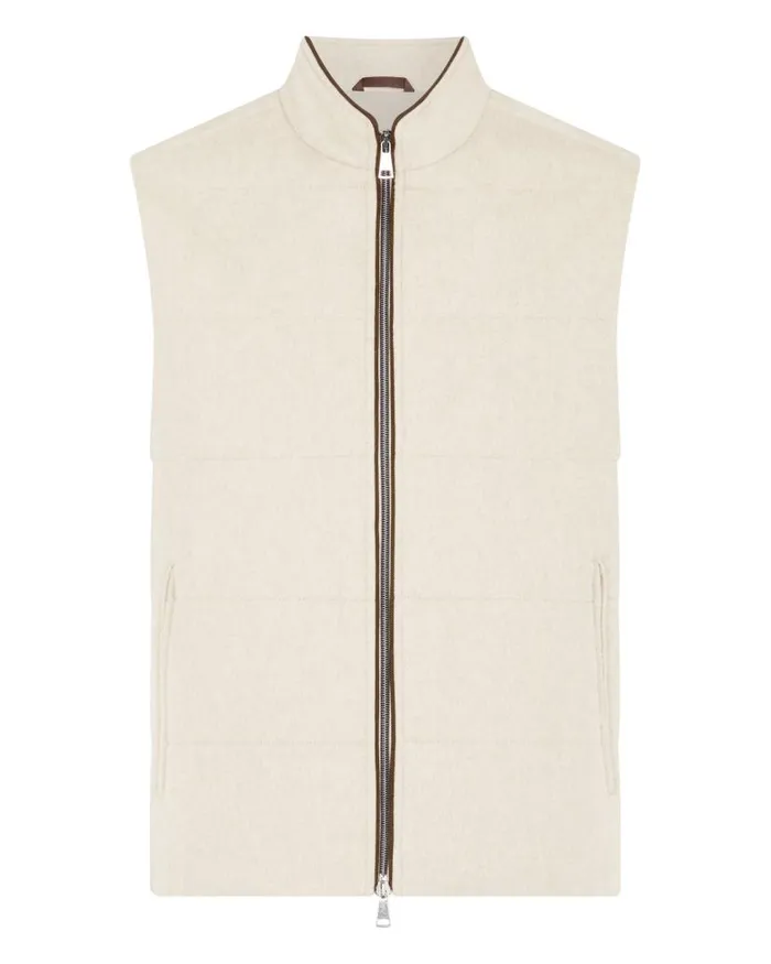 NPeal Gilets and Waistcoats Men Belgravia Cashmere Gilet Oatmeal Brown