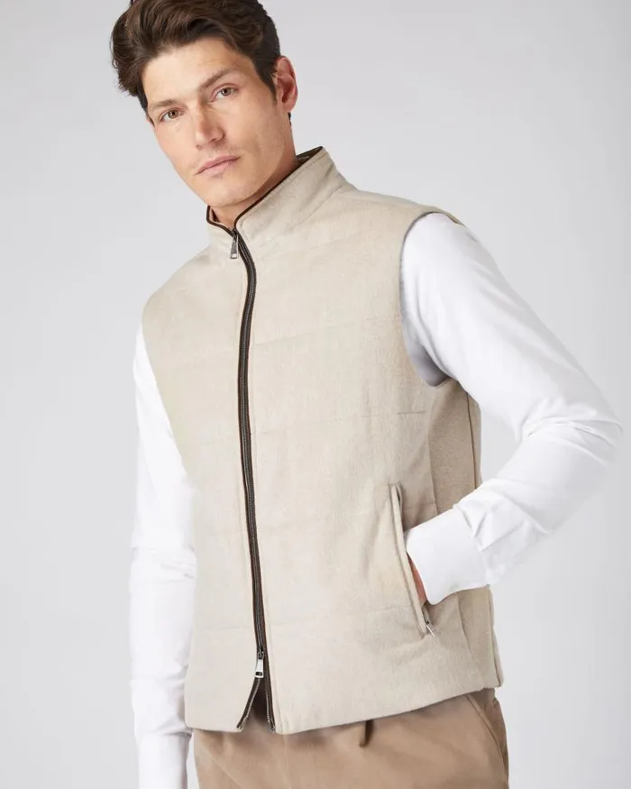 NPeal Gilets and Waistcoats Men Belgravia Cashmere Gilet Oatmeal Brown