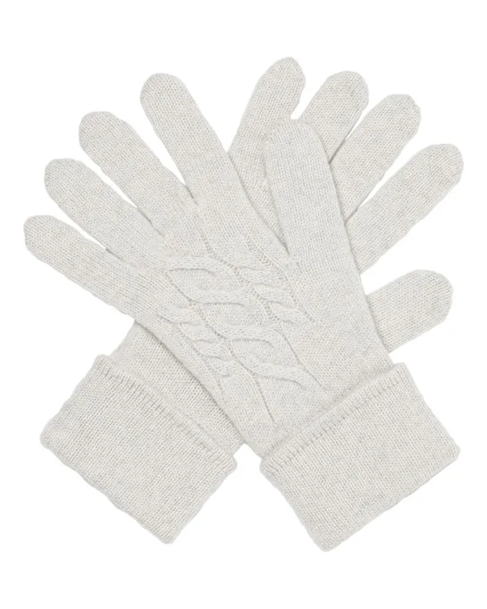 NPeal Gloves Women Cable Cashmere Gloves Pebble Grey