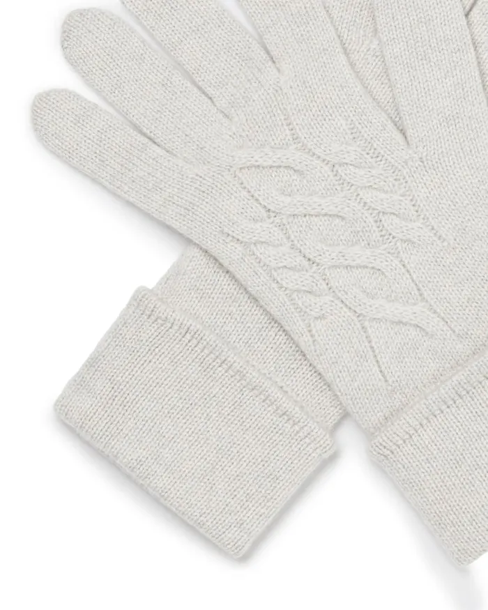 NPeal Gloves Women Cable Cashmere Gloves Pebble Grey