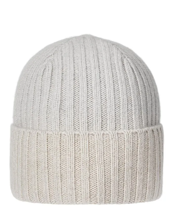 NPeal Hats WomenMen Unisex Chunky Rib Contrast Cashmere Hat Pebble Grey