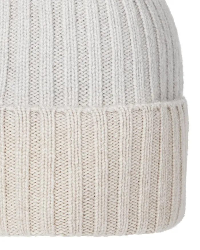 NPeal Hats WomenMen Unisex Chunky Rib Contrast Cashmere Hat Pebble Grey