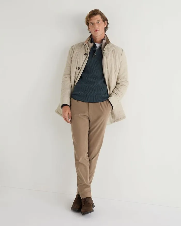 NPeal Jumpers Men Beauchamp Half Button Cashmere Jumper Caviar Blue