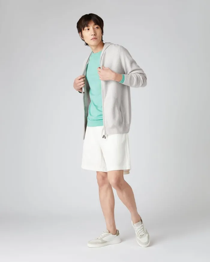 NPeal Jumpers Men Ladbroke Cashmere Hoodie Pebble Grey