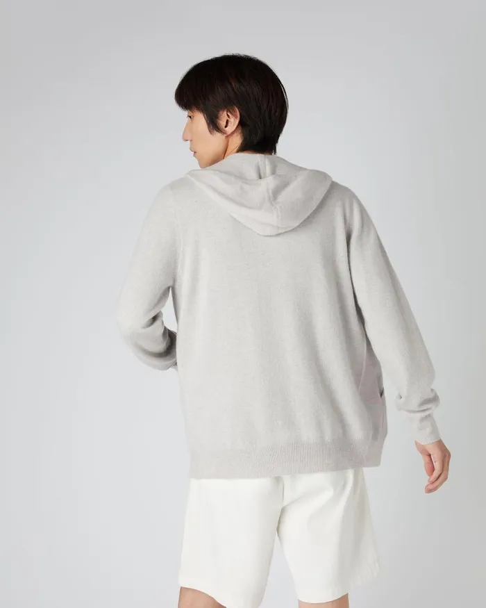 NPeal Jumpers Men Ladbroke Cashmere Hoodie Pebble Grey