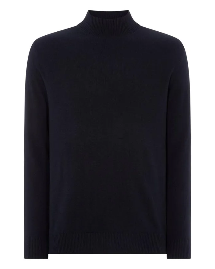 NPeal Jumpers Men Mayfair Turtle Neck Cashmere Jumper Navy Blue