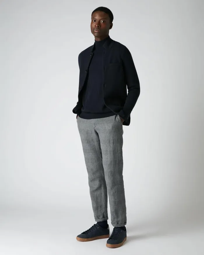 NPeal Jumpers Men Mayfair Turtle Neck Cashmere Jumper Navy Blue