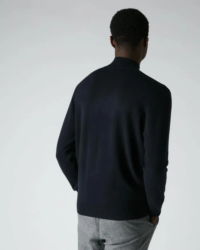 NPeal Jumpers Men Mayfair Turtle Neck Cashmere Jumper Navy Blue