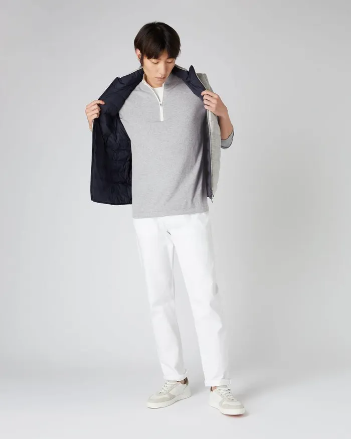 NPeal Jumpers Men Salcombe Half Zip Cotton Cashmere Jumper Fumo Grey
