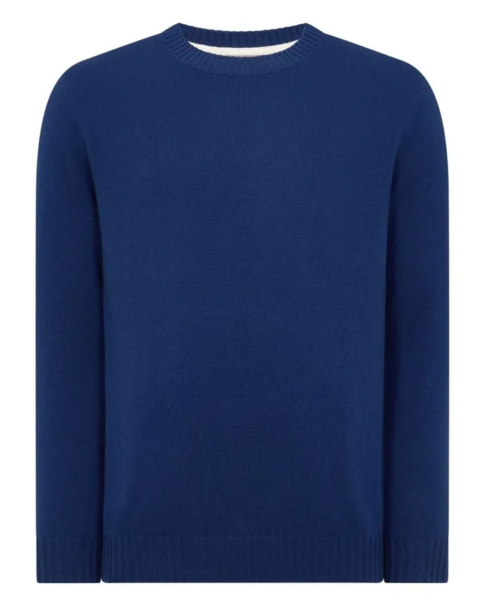 NPeal Jumpers Men Shoreditch Round Neck Cashmere Jumper French Blue