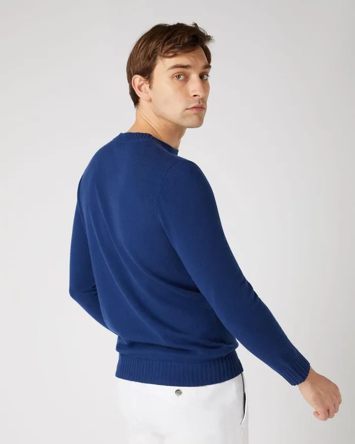 NPeal Jumpers Men Shoreditch Round Neck Cashmere Jumper French Blue