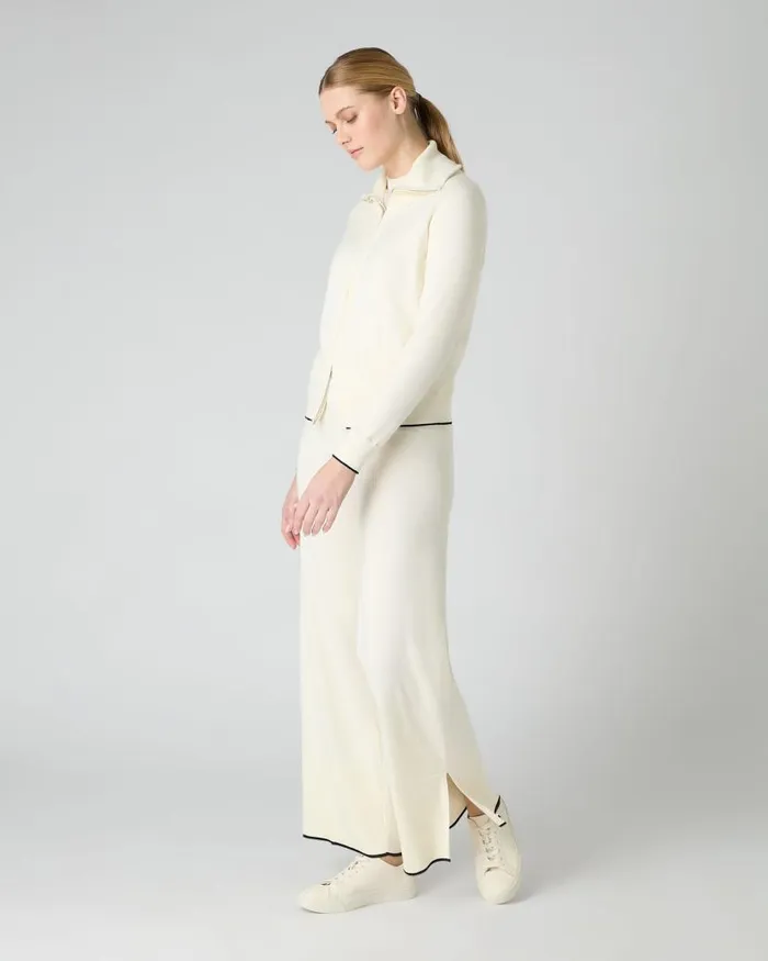 NPeal Jumpers Women Cotton Cashmere Full Zip Jumper New Ivory White