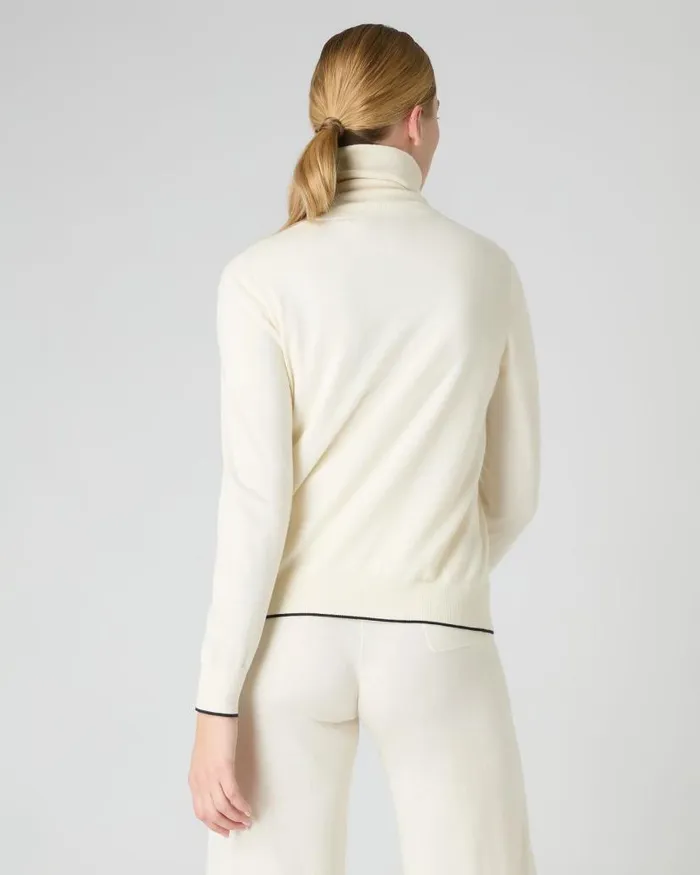 NPeal Jumpers Women Cotton Cashmere Full Zip Jumper New Ivory White