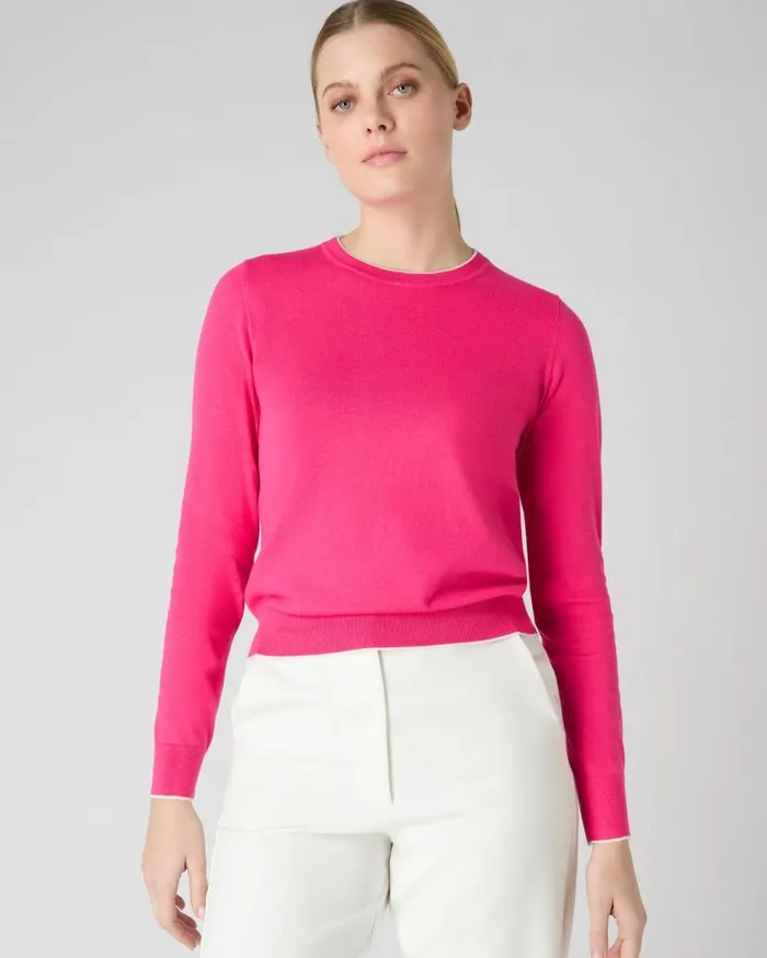 NPeal Jumpers Women Cotton Cashmere Round Neck Jumper Crush Pink