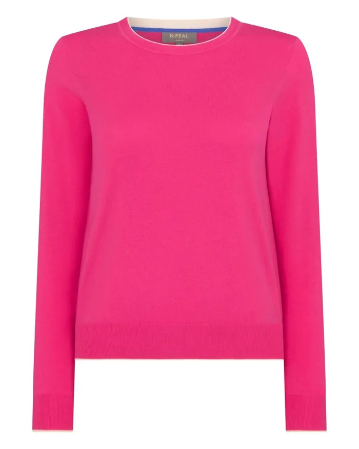 NPeal Jumpers Women Cotton Cashmere Round Neck Jumper Crush Pink