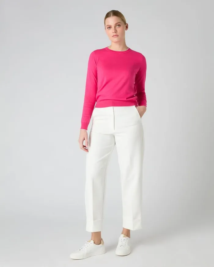 NPeal Jumpers Women Cotton Cashmere Round Neck Jumper Crush Pink