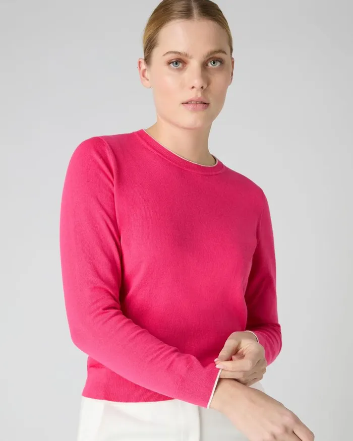 NPeal Jumpers Women Cotton Cashmere Round Neck Jumper Crush Pink