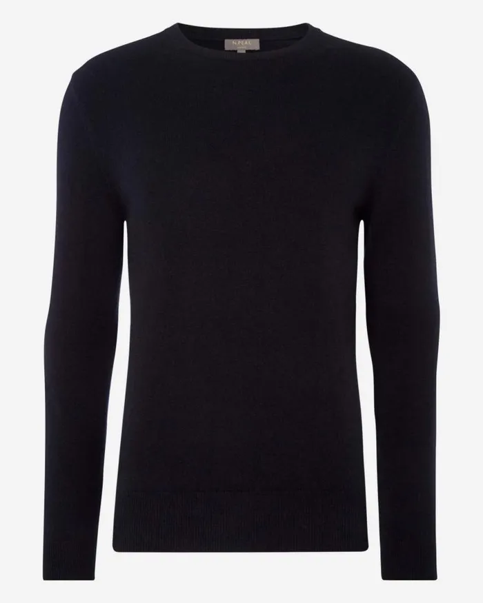 NPeal Jumpers Women Oxford Round Neck Cashmere Jumper Navy Blue