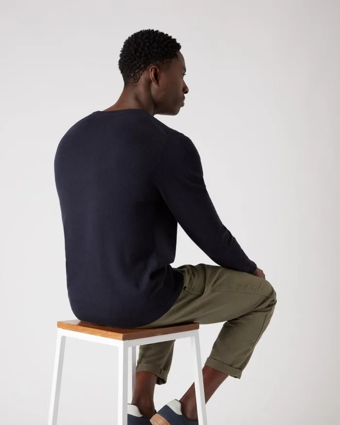 NPeal Jumpers Women Oxford Round Neck Cashmere Jumper Navy Blue