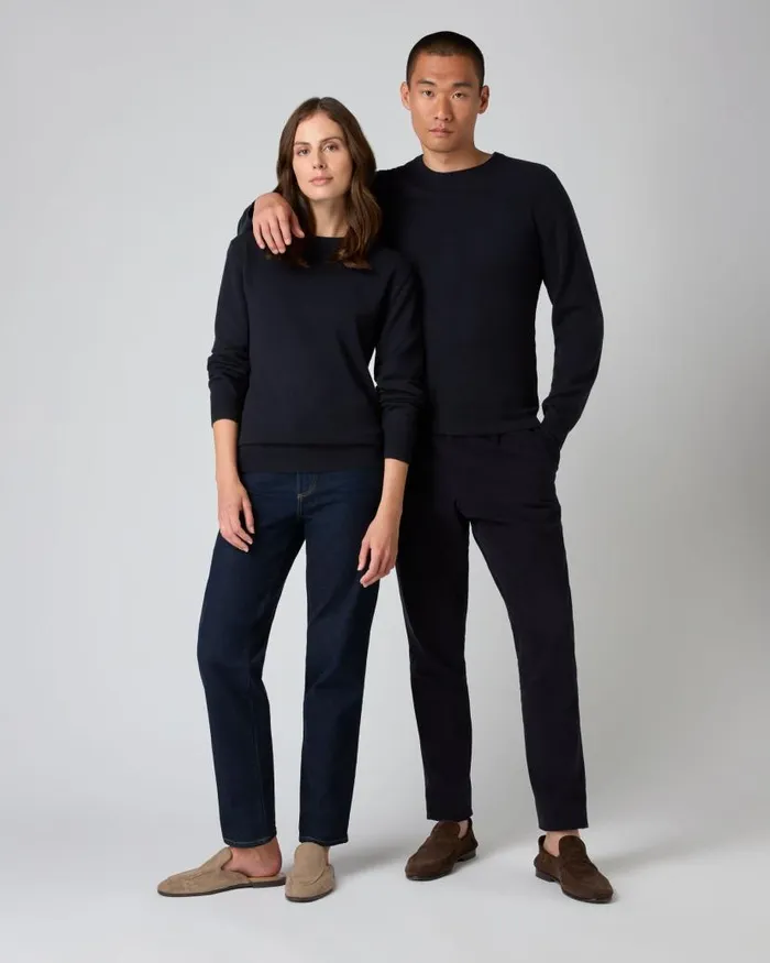 NPeal Jumpers Women Oxford Round Neck Cashmere Jumper Navy Blue