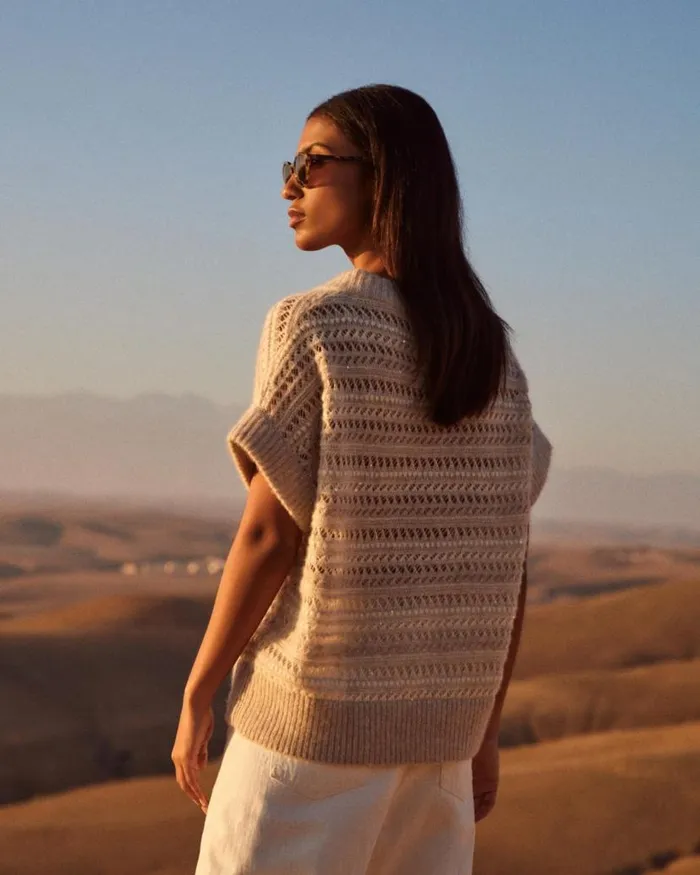 NPeal Jumpers Women Stitch Vest Beige Brown