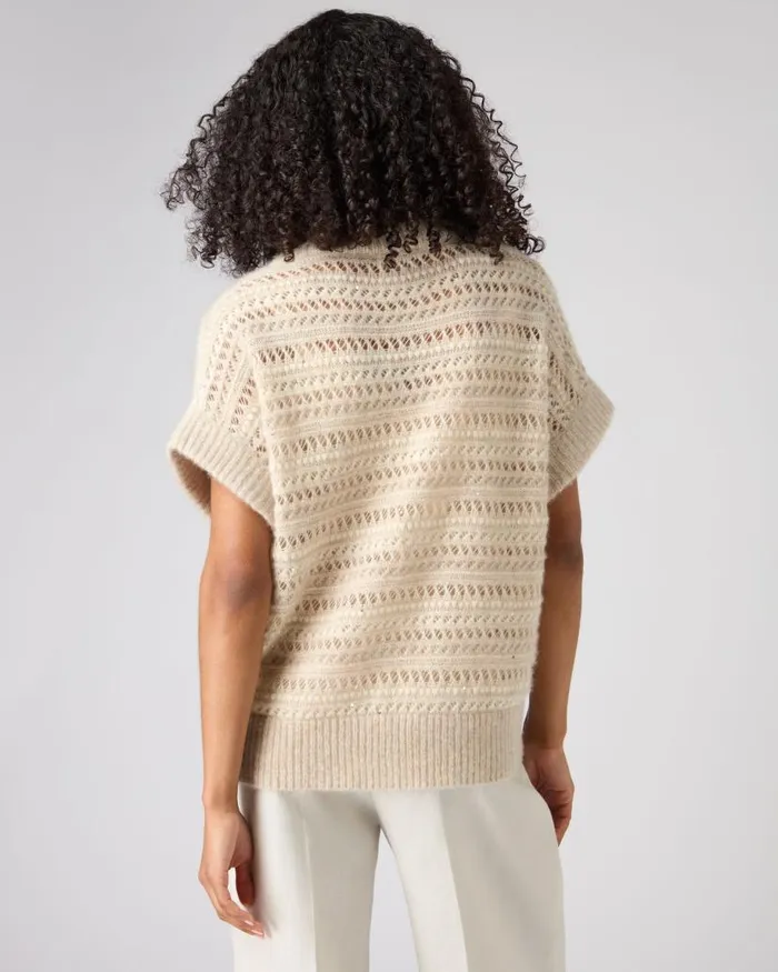 NPeal Jumpers Women Stitch Vest Beige Brown