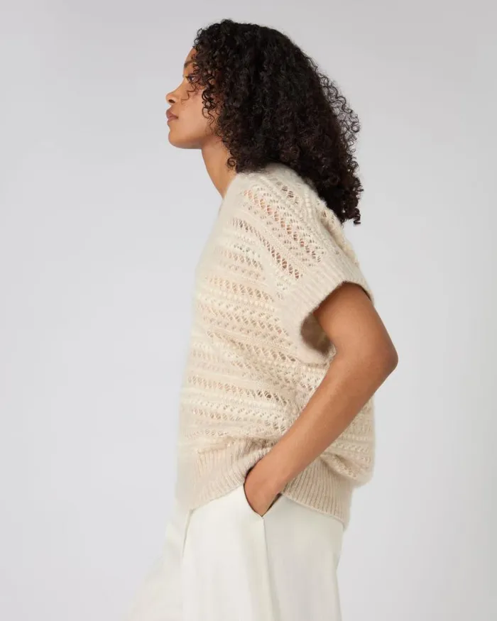 NPeal Jumpers Women Stitch Vest Beige Brown