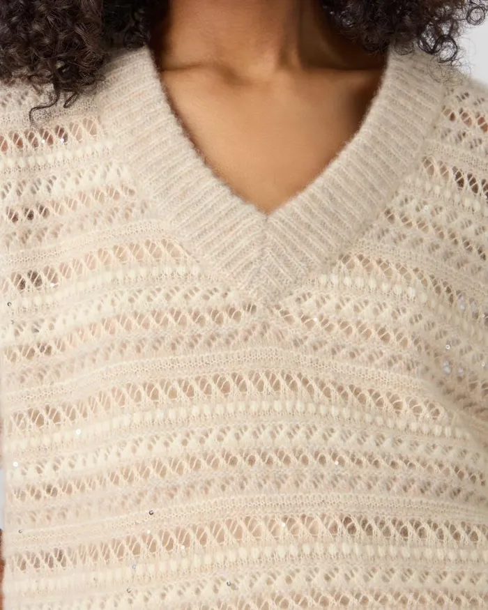 NPeal Jumpers Women Stitch Vest Beige Brown