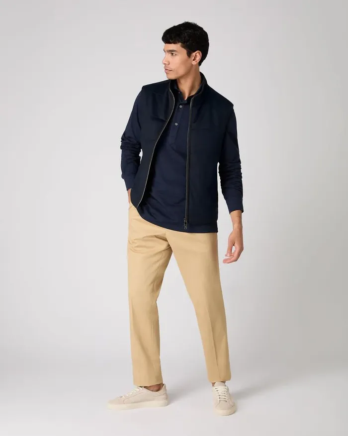 NPeal Polos and Tshirts Men Antibes Cotton Cashmere Polo Shirt Navy Blue