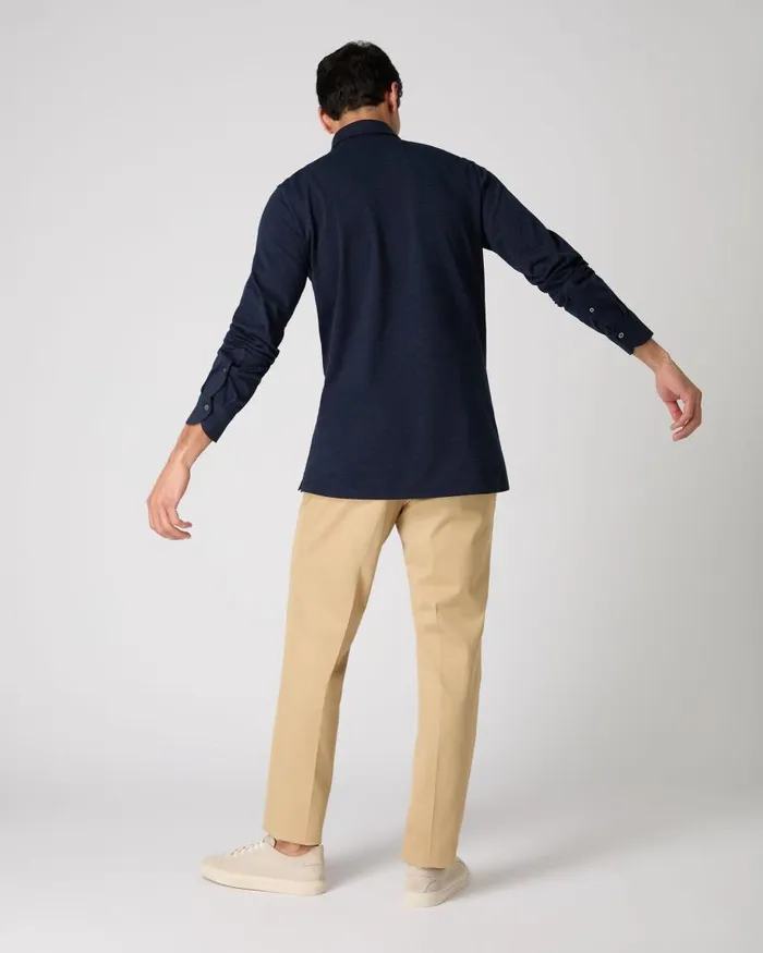 NPeal Polos and Tshirts Men Antibes Cotton Cashmere Polo Shirt Navy Blue