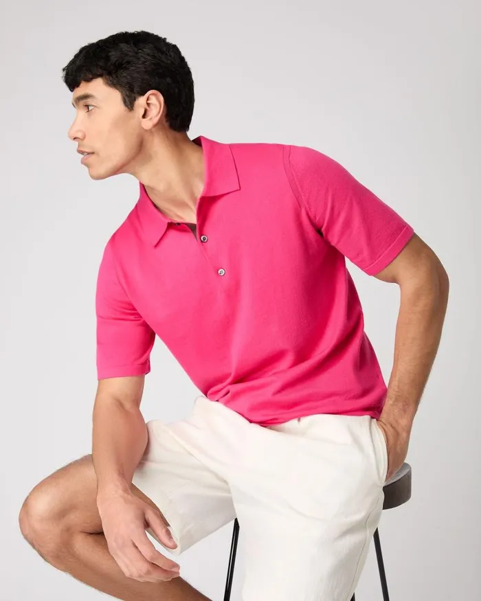 NPeal Polos and Tshirts Men Rock Polo Cotton Cashmere TShirt Crush Pink