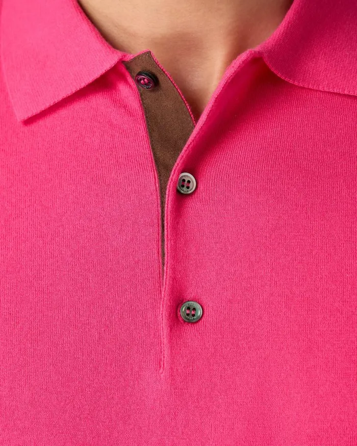 NPeal Polos and Tshirts Men Rock Polo Cotton Cashmere TShirt Crush Pink