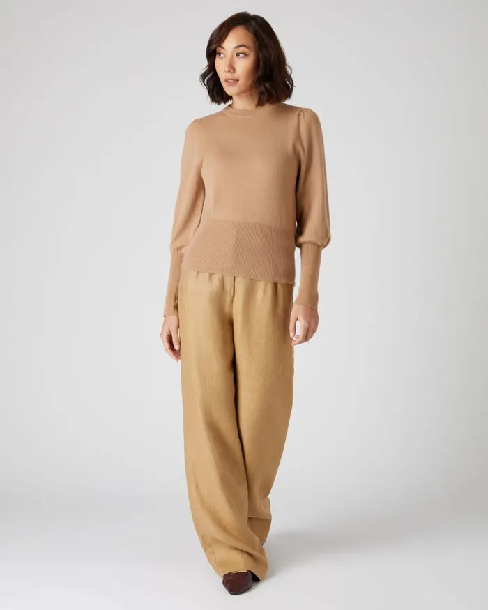 NPeal Round Necks Women Deep Hem Round Neck Cashmere Jumper Sahara Brown