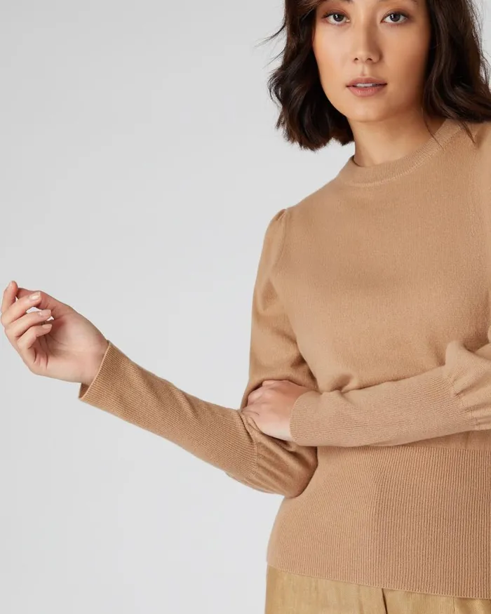 NPeal Round Necks Women Deep Hem Round Neck Cashmere Jumper Sahara Brown