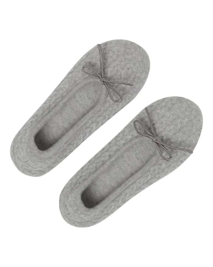 NPeal Slippers and Socks Women Cable Cashmere Slippers Fumo Grey