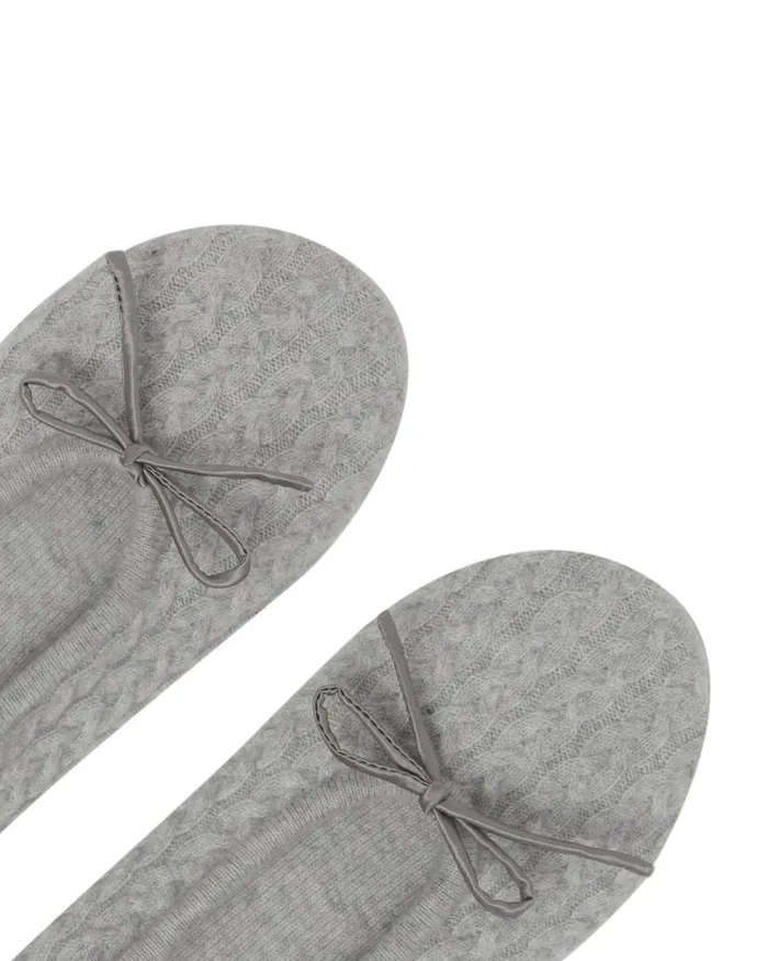 NPeal Slippers and Socks Women Cable Cashmere Slippers Fumo Grey