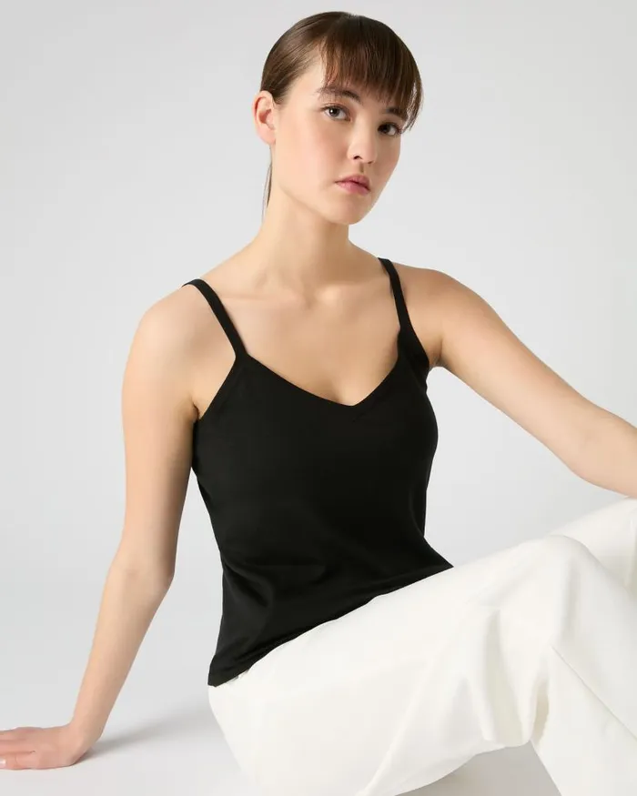 NPeal Tops and Tshirts Women Cotton Cashmere Silk Camisole Black
