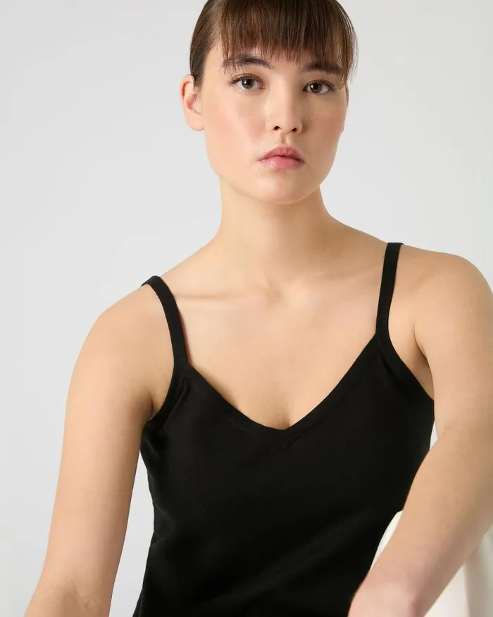 NPeal Tops and Tshirts Women Cotton Cashmere Silk Camisole Black