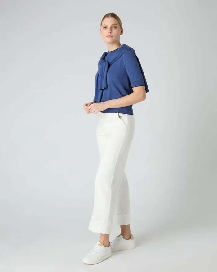 NPeal Tops and Tshirts Women Cotton Cashmere TShirt Denim Blue