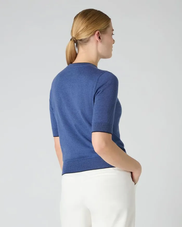 NPeal Tops and Tshirts Women Cotton Cashmere TShirt Denim Blue