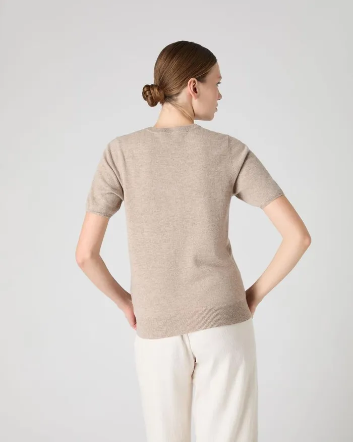 NPeal Tops and Tshirts Women Milly Classic Cashmere TShirt Oatmeal Brown