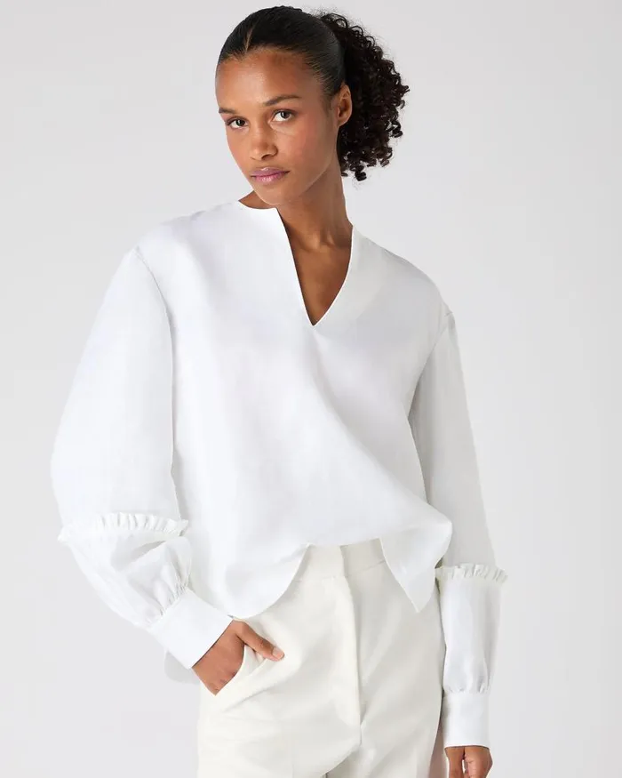 NPeal Tops and Tshirts Women Sienna Linen Top White