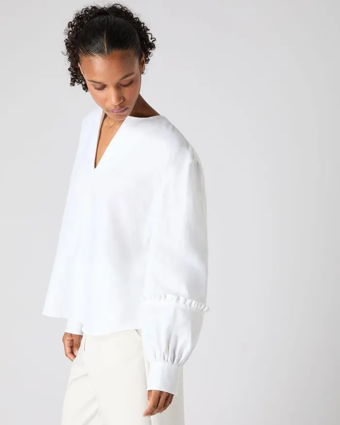 NPeal Tops and Tshirts Women Sienna Linen Top White