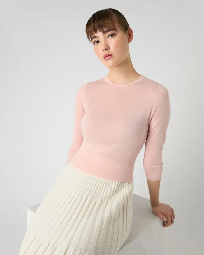 NPeal Tops and Tshirts Women Superfine Cashmere Crop Jumper Blush Pink